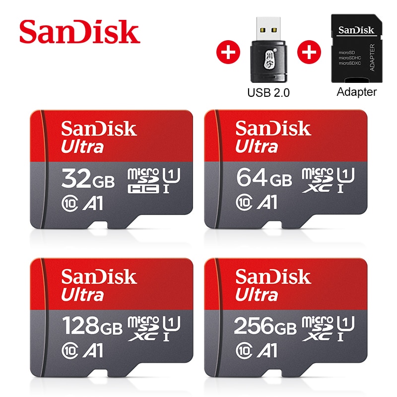 SanDisk ޸ ī ̴ SD ī, Ŭ 10 UHS-I ÷ ũ TF + ī , 32GB, 64GB, 128GB, 256GB, A1, 100% ,  